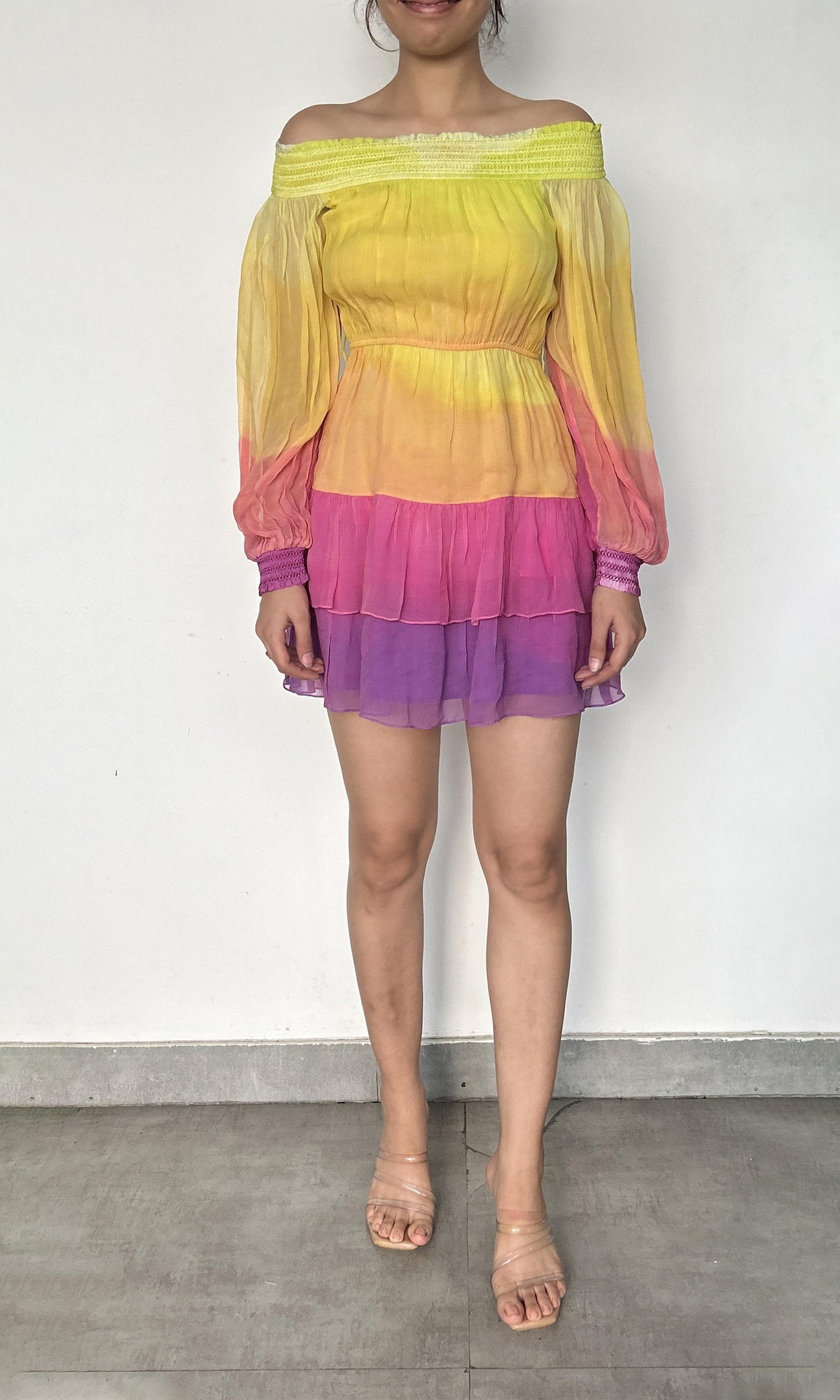 Womens | Inv Viscose Crinkle Chiffon Short Dress | Ombre