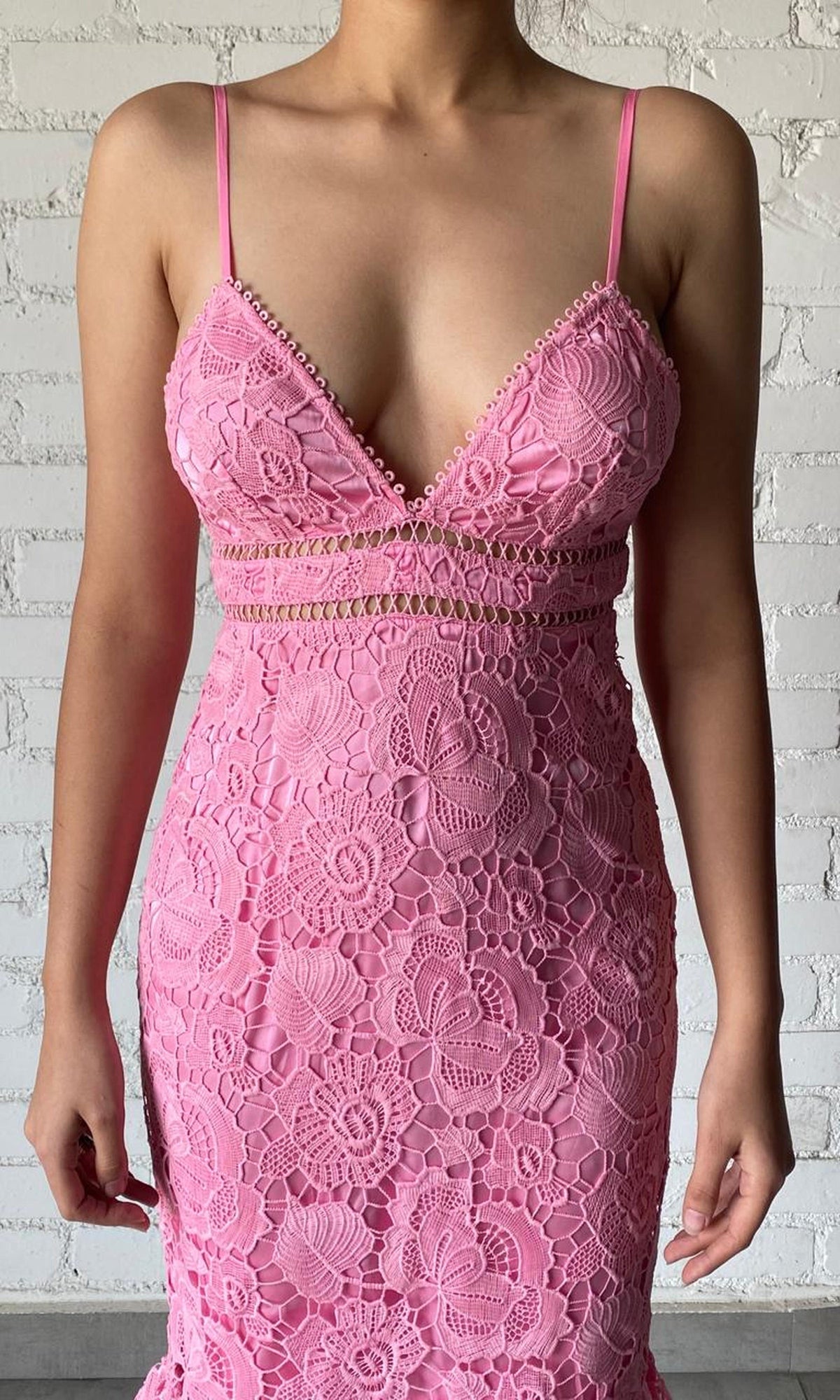 Womens | Inv Cotton Lace Long Dress | Pink