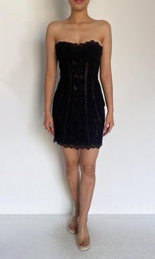 Womens | Inv Polyester Chemical Lace Short Dress | Black