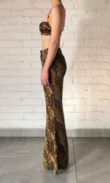 Womens | Kye Viscose Satin Pants | Black Brown Multi