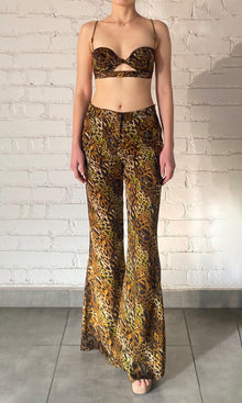 Womens | Kye Viscose Satin Pants | Black Brown Multi