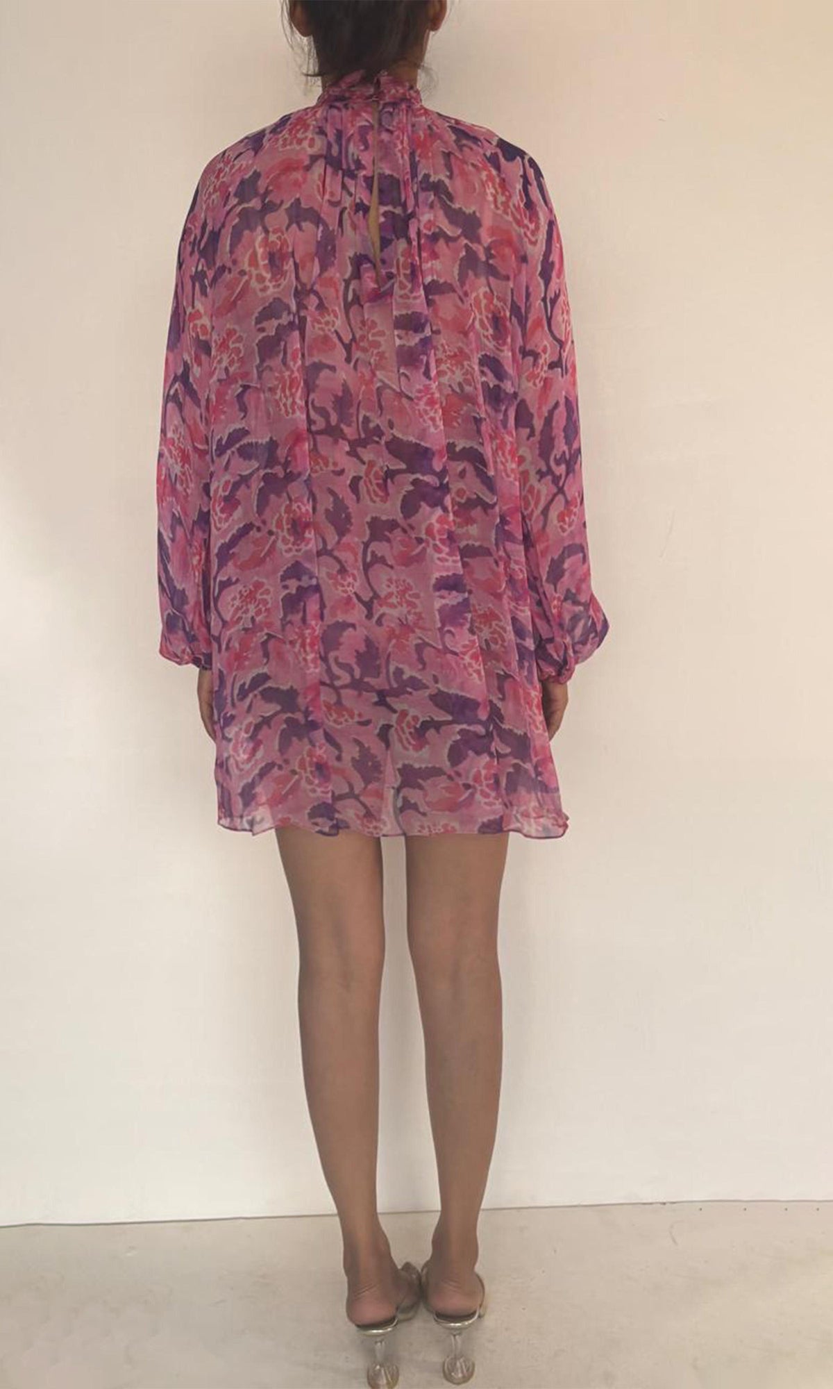 Womens | Lei Viscose Crinkle Chiffon Short Dress | Pink