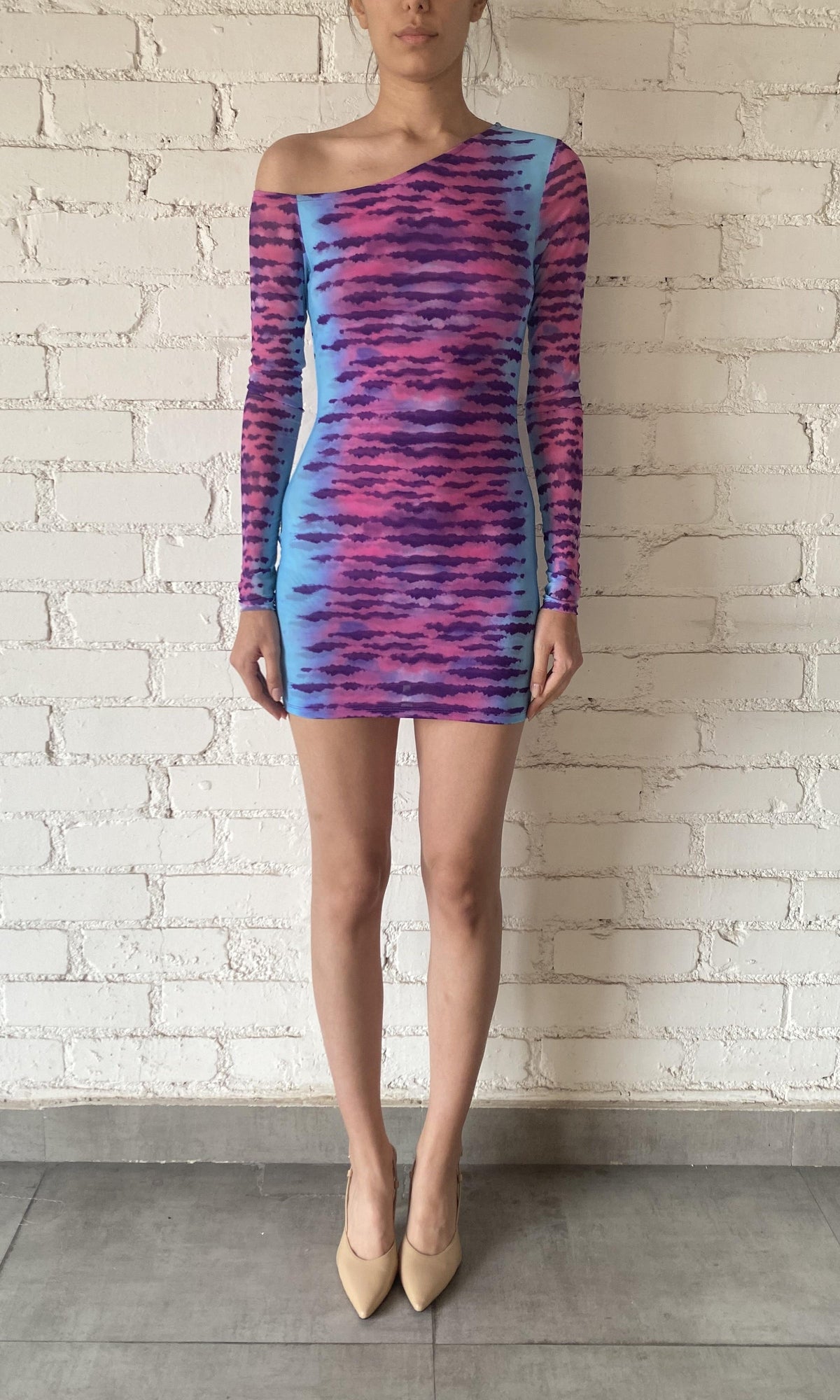 Womens | Opal Nylon Net Lycra Short Dress | Turquoise/Pink