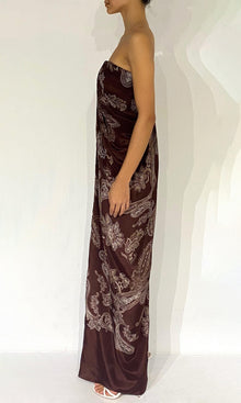 Womens | Orla Viscose Natural Crepe Off Shoulder Maxi Dress | Brown Beige