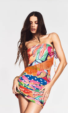 Womens | Plum Polyester Weightless Georgette Skirt | Multi Fruit