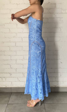 Rococo Sand | Rain Chemical Lace Midi Dress | Steel Blue