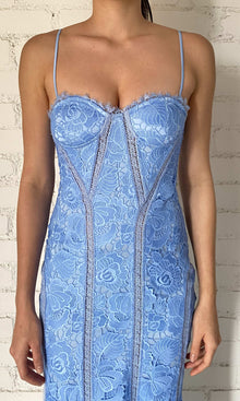 Rococo Sand | Rain Chemical Lace Midi Dress | Steel Blue