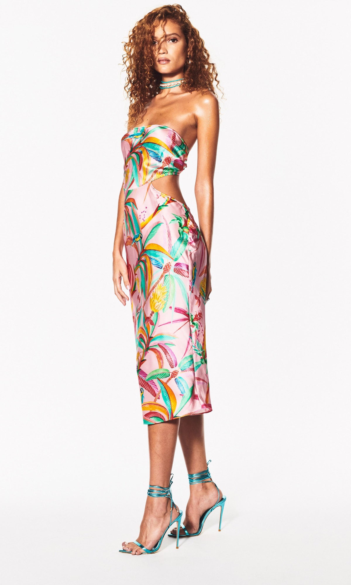 Womens | Rio Charmeuse Silk Short Dress | Pink Multi