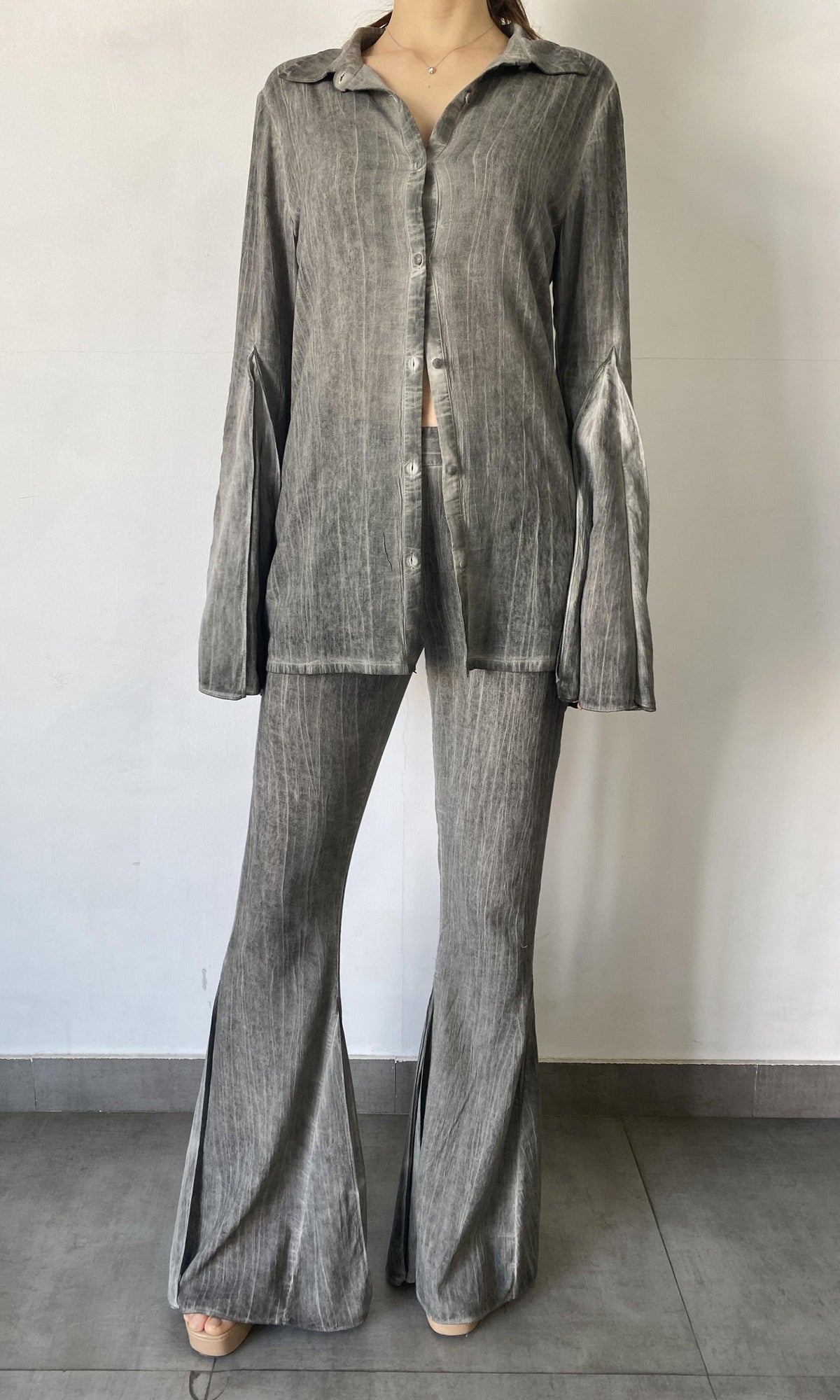 Womens | River Viscose Cotton Georgette Pant | Gray