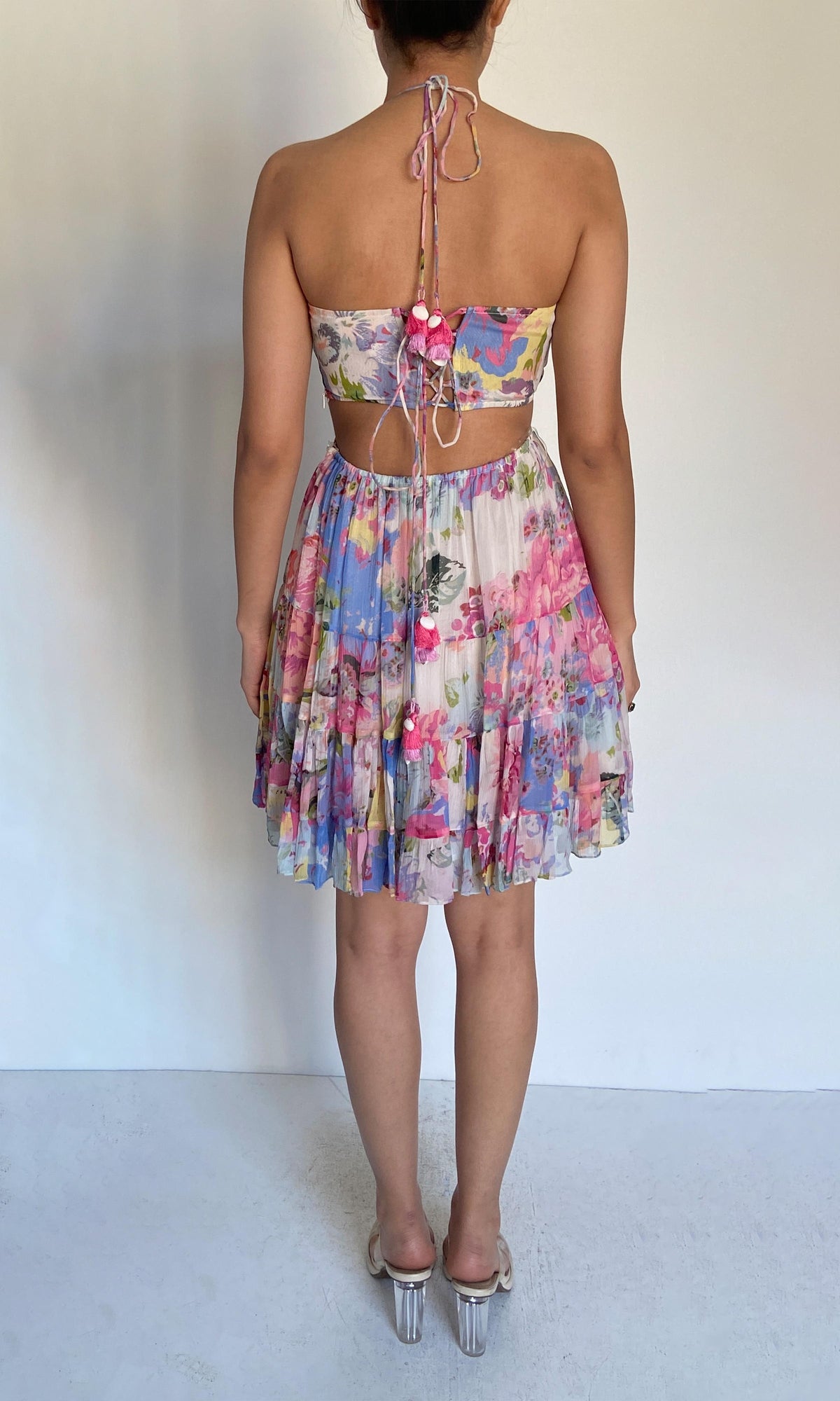 Womens | Rue Viscose Crinkle Chiffon Short Dress | Multi