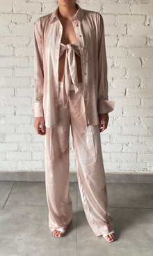 Womens | Ryan Polyester Satin Lycra Tie-Dye Pant | Light Brown