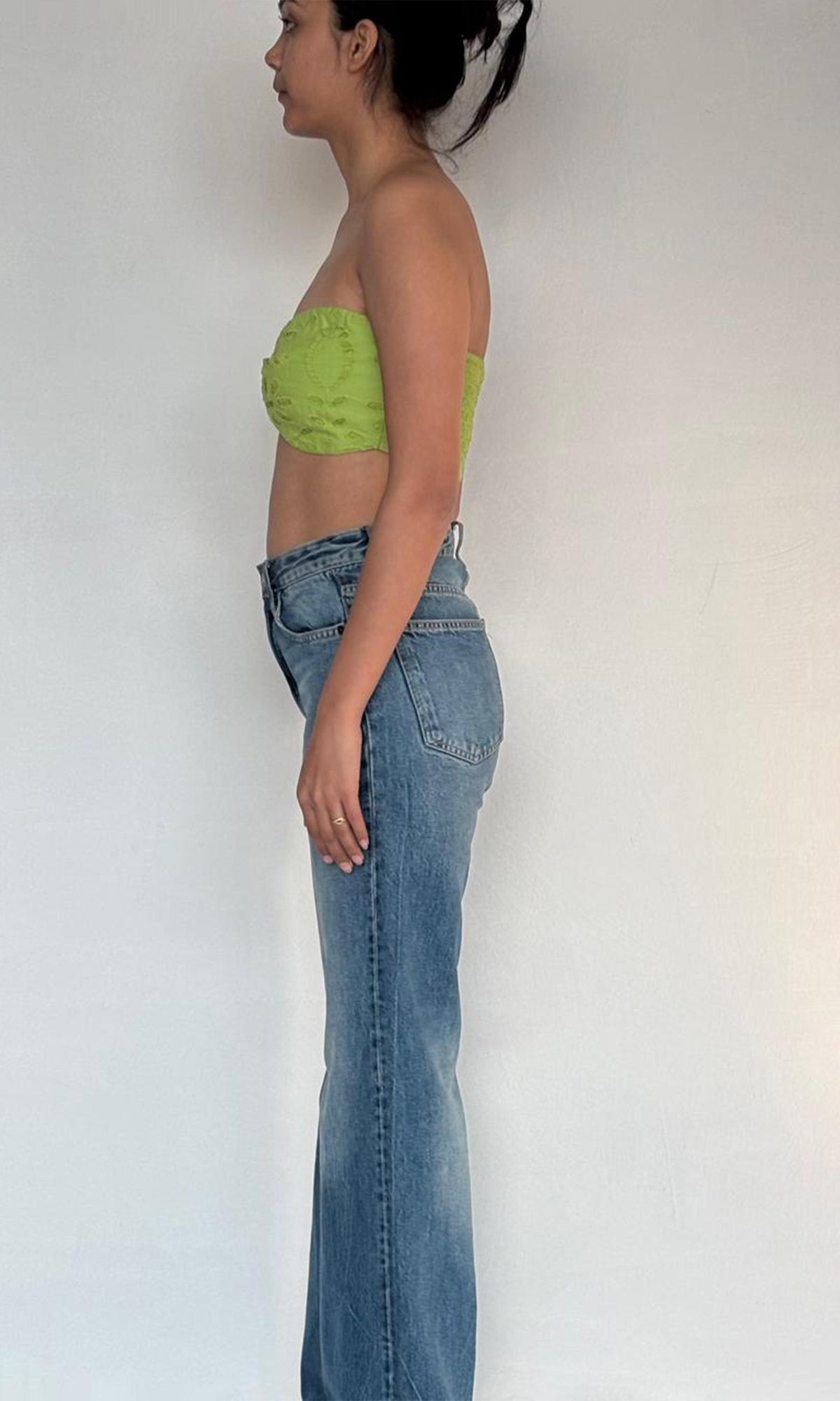 Womens | Sasha Cotton Schiffli Twist-Front Bandeau | Green