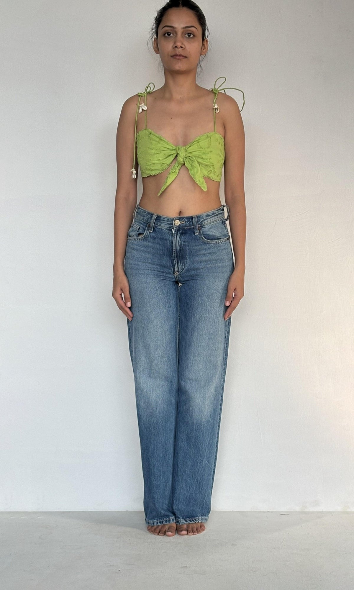 Womens | Sasha Cotton Schiffli Top | Pear Green