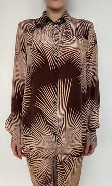 Womens | Taro Natural Crepe Oversized Shirt | Brown