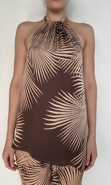 Womens | Taro Viscose Satin Halter Neck Top | Brown
