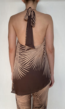 Womens | Taro Viscose Satin Halter Neck Top | Brown