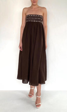 Womens | Taz Double Gauze Midi Dress | Brown