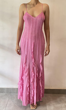 Rococo Sand | Vita Viscose Cotton Georgette Long Dress | Pink