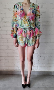 Womens | Zazu Polyester Crepe Bodysuit | Green Multi