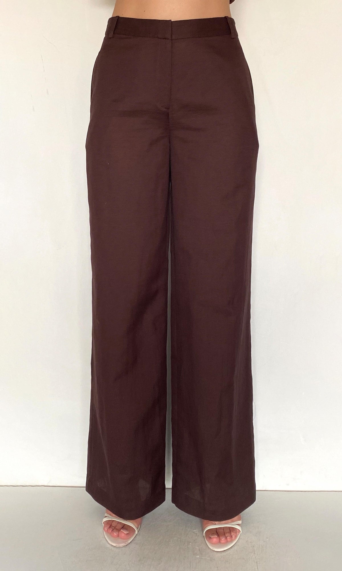 Rococo Sand | Zin Linen Cotton Straight Pants | Brown