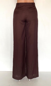 Rococo Sand | Zin Linen Cotton Straight Pants | Brown