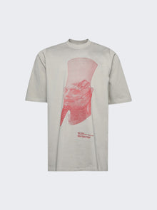 Rick Owens | Ron Jumbo Tee Pearl And Cardinal Red | Ivory