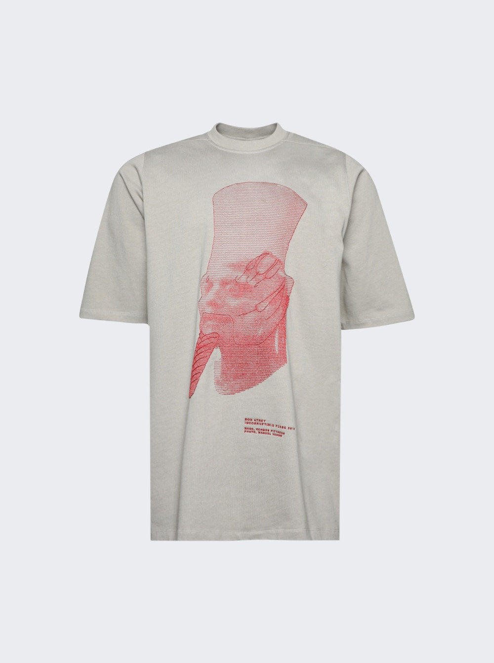 Rick Owens | Ron Jumbo Tee Pearl And Cardinal Red | Ivory
