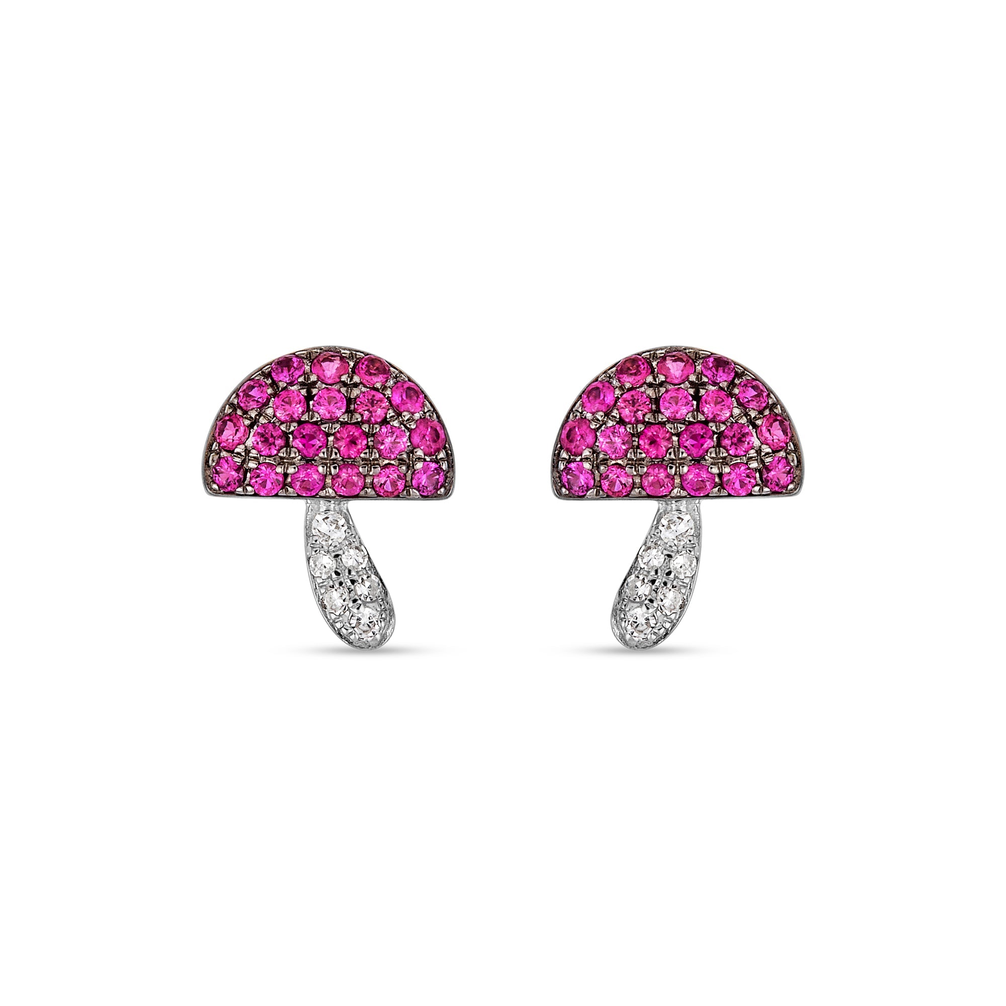 Stone and Strand 14K Yellow Gold Ruby Shroomy Pave Diamond Studs Front Image