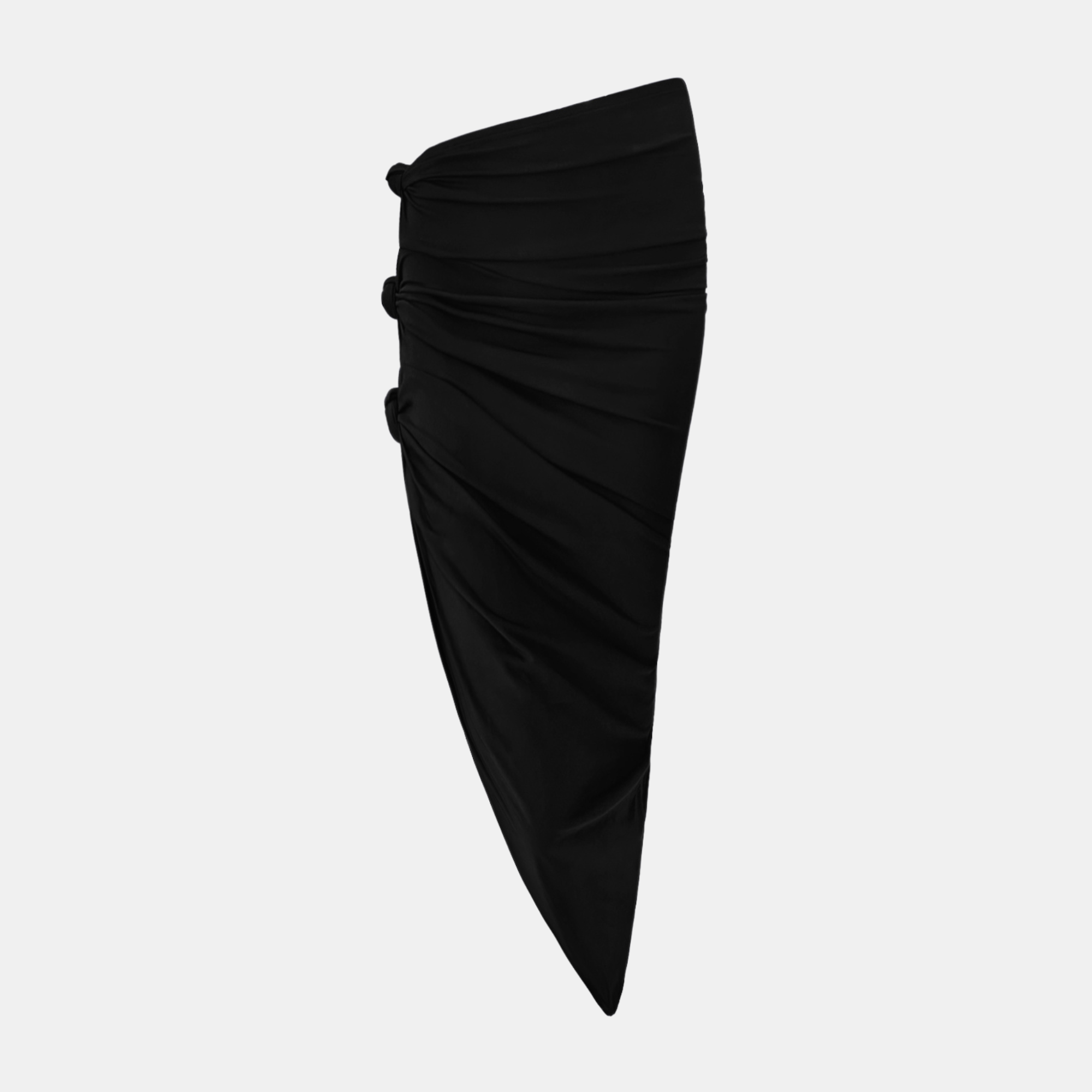 OW Collection Ruched Knot Skirt | Black Caviar