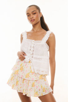 Ruffle Mini Floral Skirt | White Multi