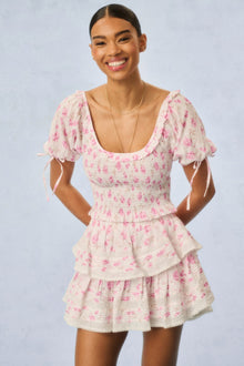 Ruffle Mini Heirloom Print Skirt | Sterling Dusk