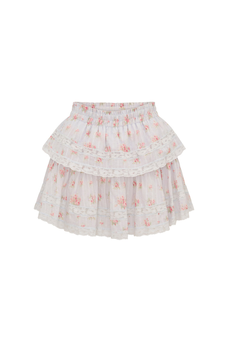 Ruffle Mini Blue Floral Skirt | Skylight  Blue