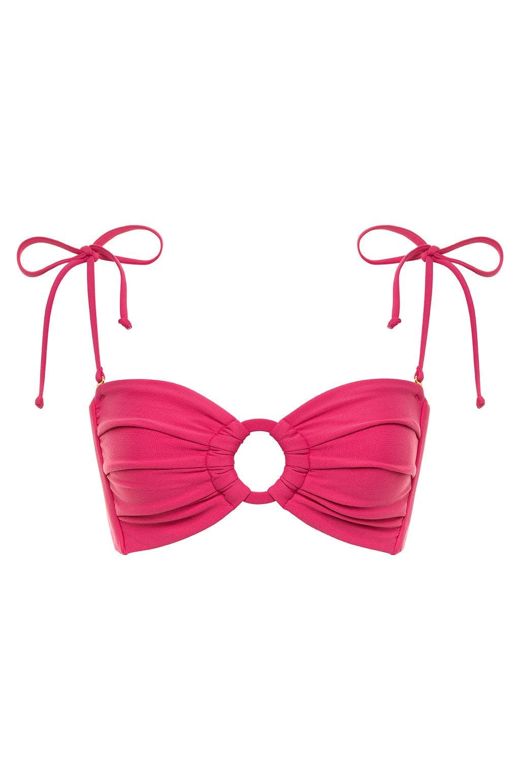 Tori Ties Bandeau Bikini Top | Raspberry