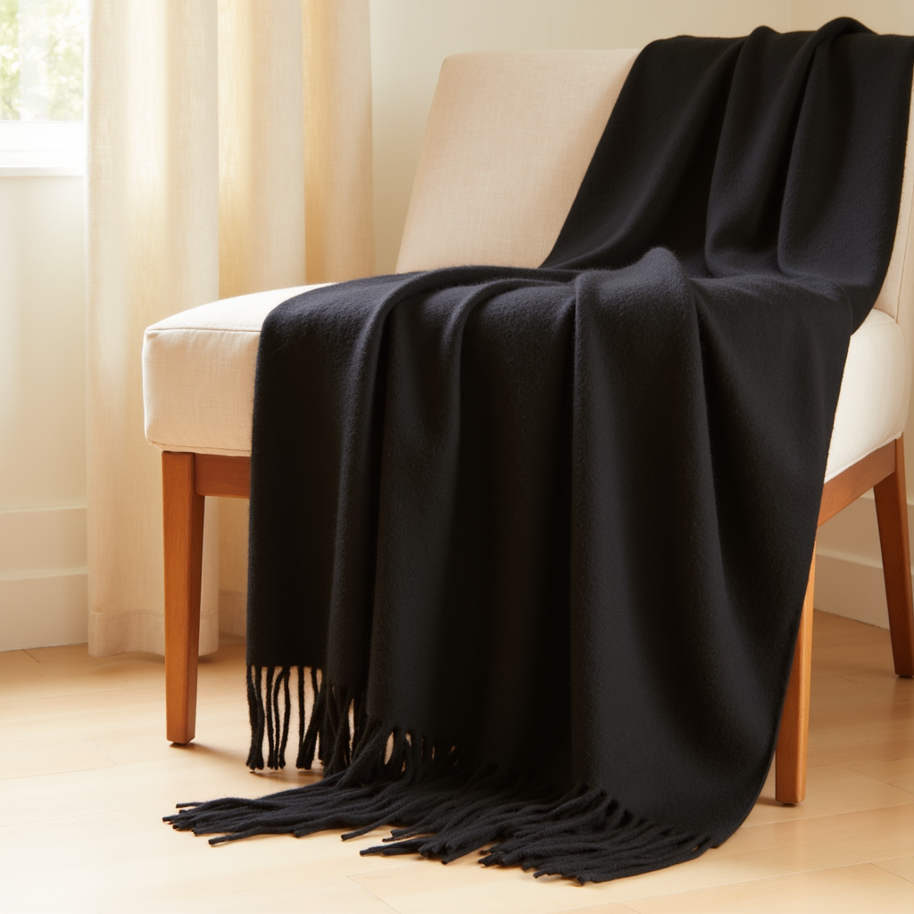 Remi Cashmere Throw | Black