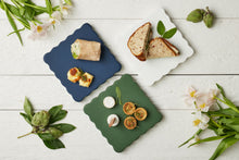 Square Scalloped Cheese Board with Cheese Markers | White | Small