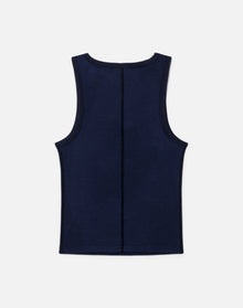 Womens | Ribbed High Neck Tank | Navy