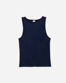 Womens | Ribbed High Neck Tank | Navy