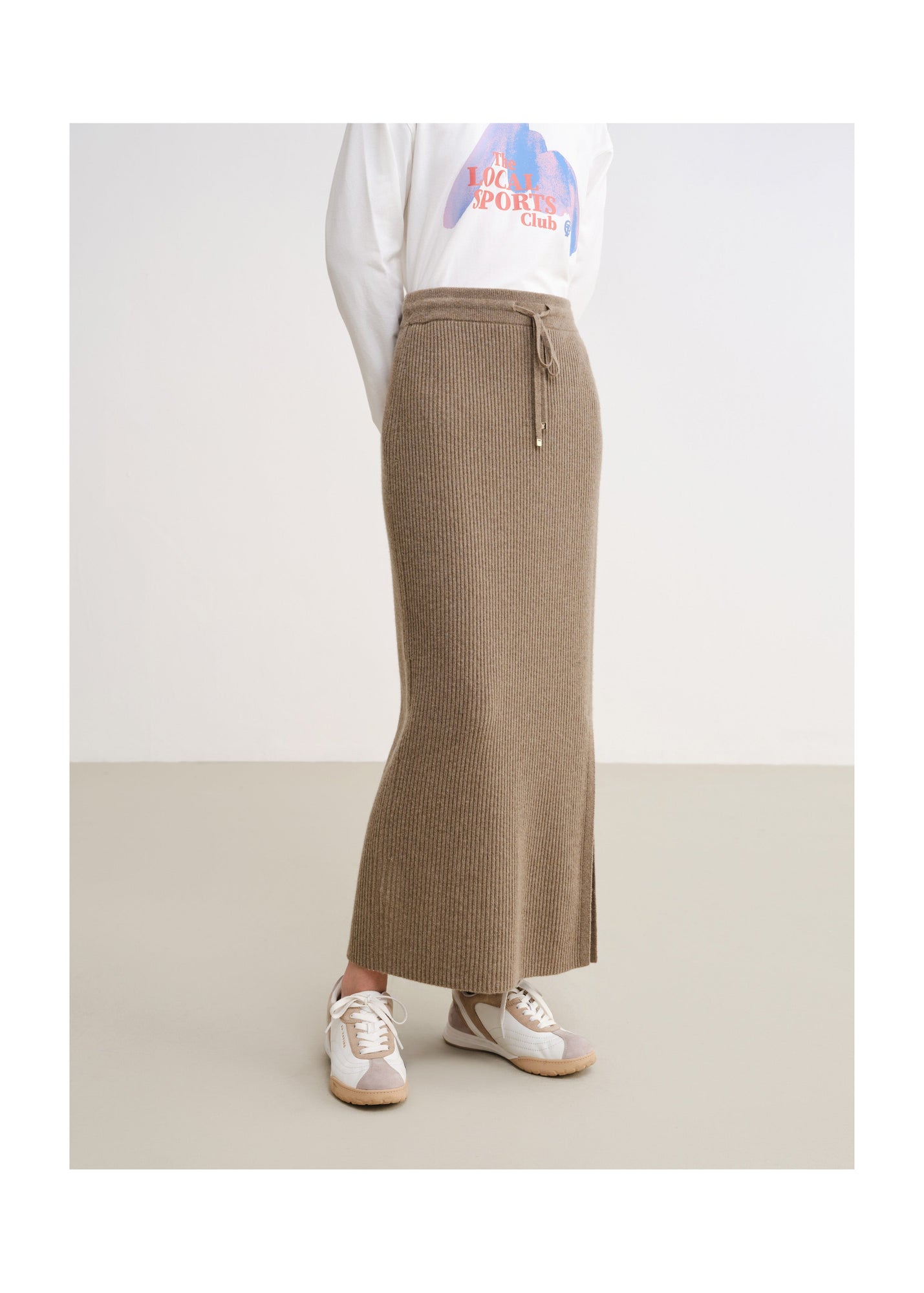 Ribbed Cashmere Skirt | Brown