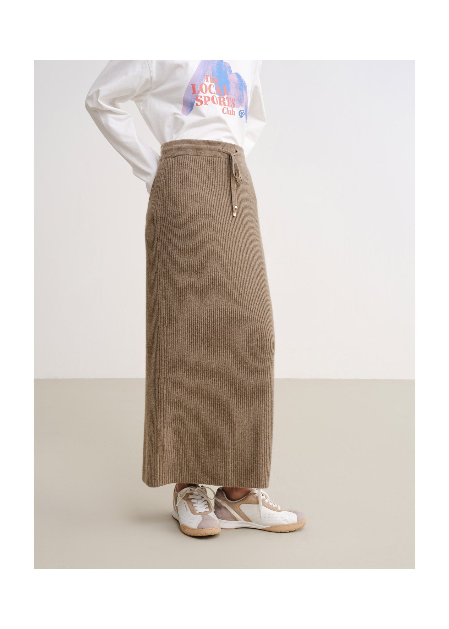 Ribbed Cashmere Skirt | Brown
