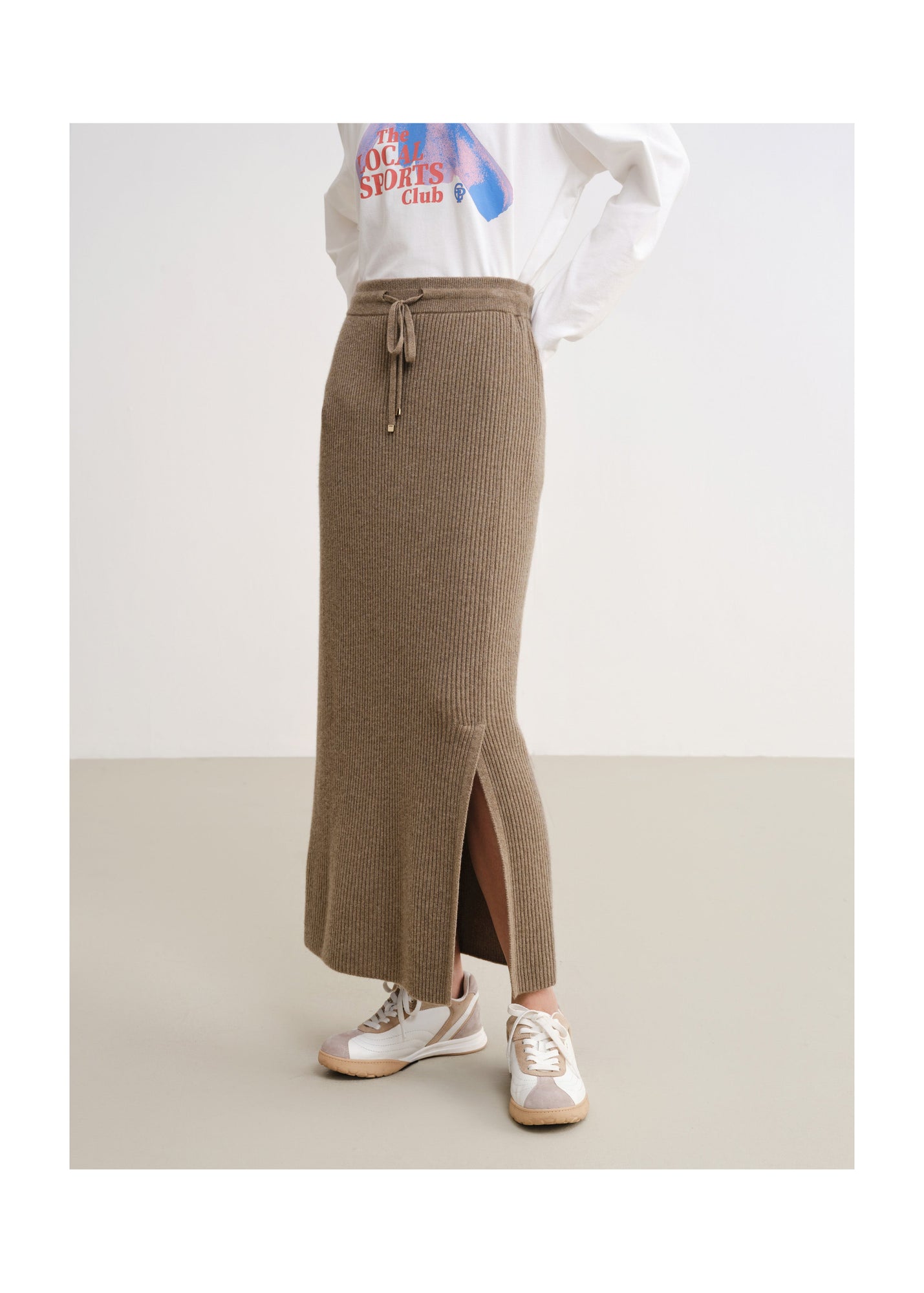 Ribbed Cashmere Skirt | Brown