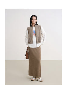 Ribbed Cashmere Skirt | Brown