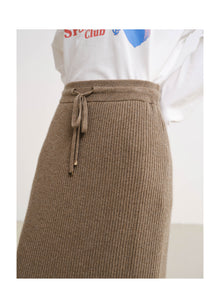 Ribbed Cashmere Skirt | Brown