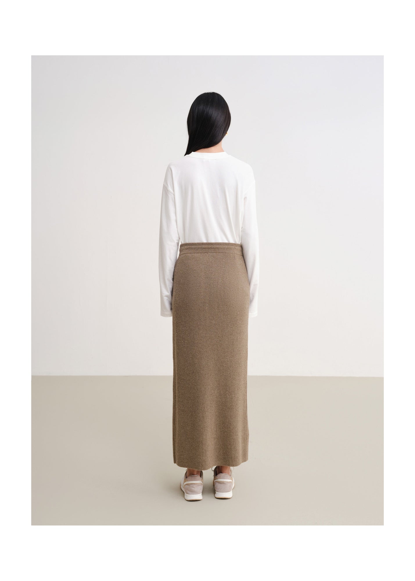 Ribbed Cashmere Skirt | Brown