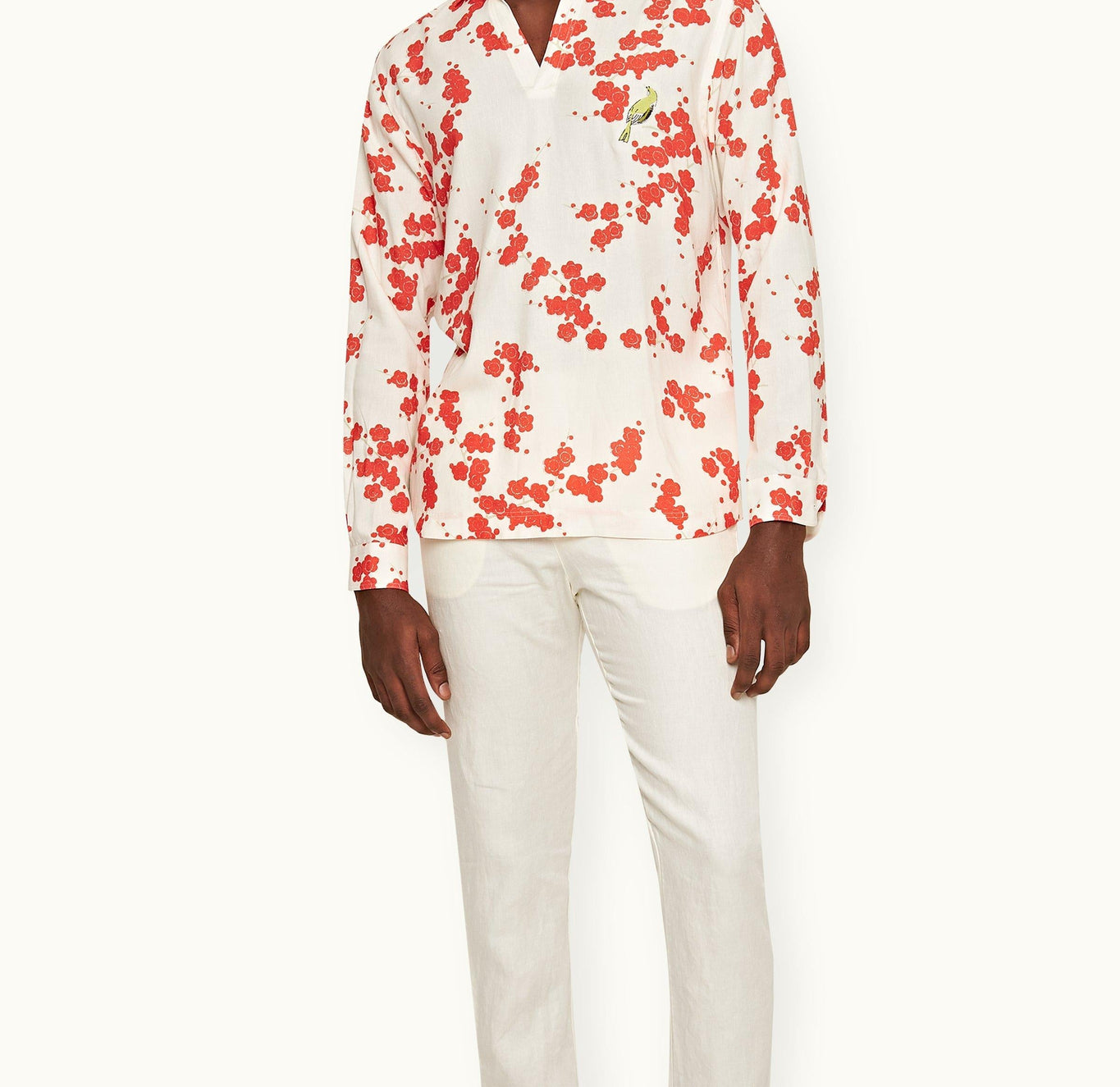 Ridley Blossom Print Relaxed Fit Resort Placket Overhead Shirt Plum Colour | Red