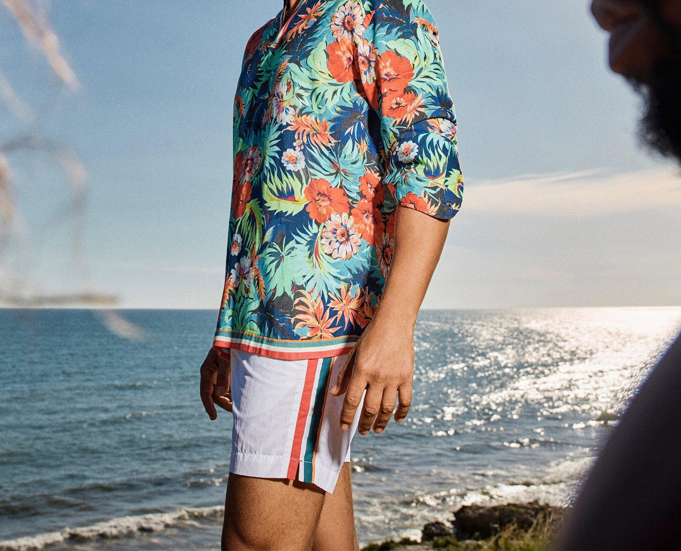 Ridley Linen Multi Anemone Relaxed Fit Overhead Shirt | Multicolour