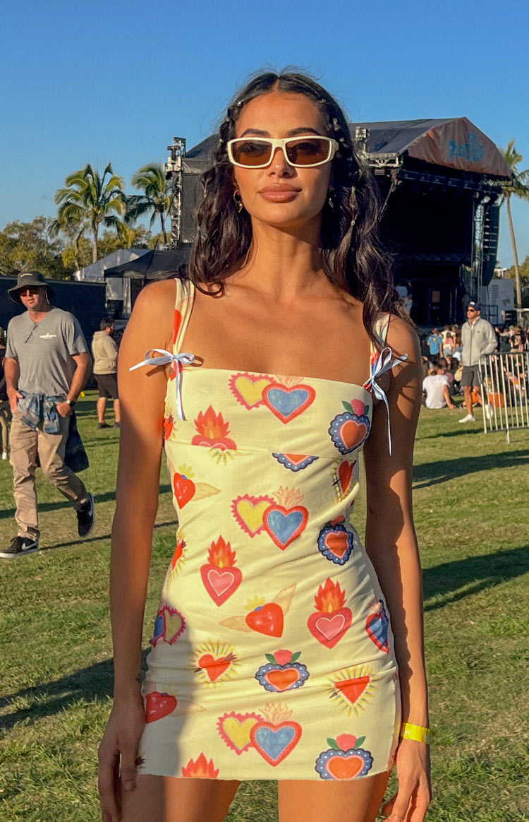 Romeo Print Mini Dress | Yellow