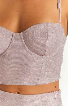Rosa Tie Shoulder Corset Top | Pink