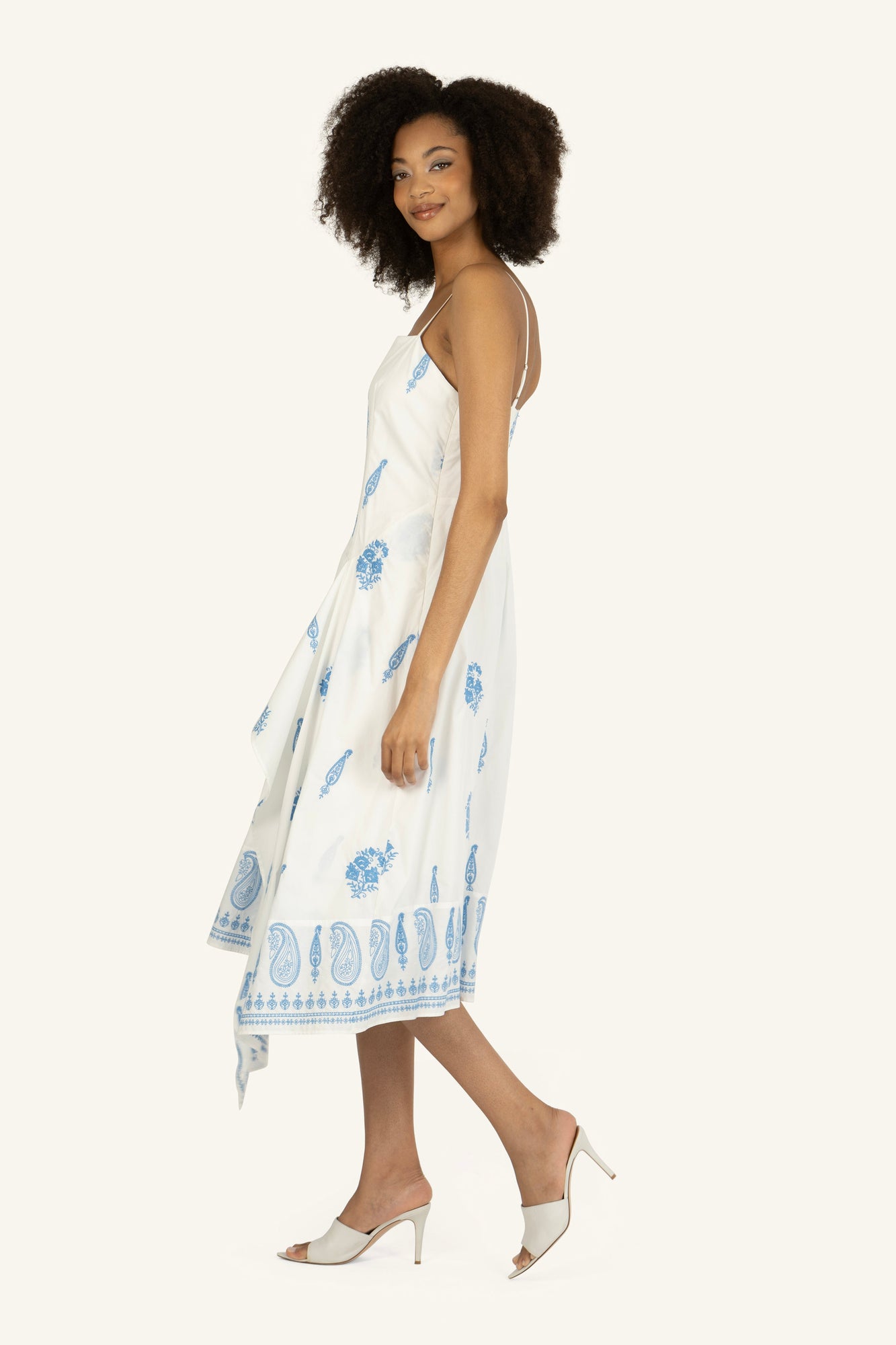 Rosetta Dress | Off-White x Blue Embroidery