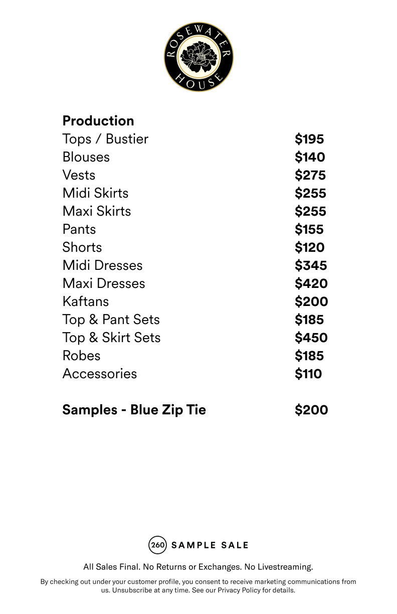 Price table