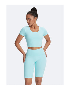 Round Neck Crop Top | Arctic Blue